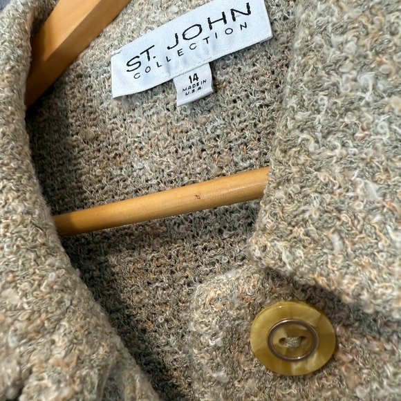 St. John Collection Tweed Knit Jacket Womens 14 Button Peter Pan Collar Flap USA - Picture 5 of 14
